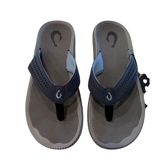 OluKai Men\'s Ulele Men’s Water-Ready Beach Sandals in Blue/Charcoal, Size 10